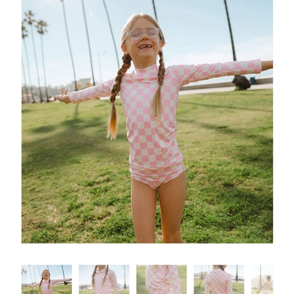 Albion Fit Toddler Pink Check Swim - Picture 1 of 4